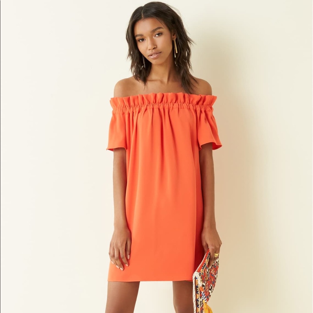 Nordstrom Pleione Orange Off the Shoulder Dress
